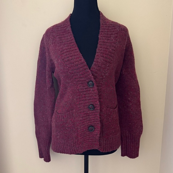 Eddie Bauer Women's‎ Knitted Open Front Wool Blend Cardigan, Burgundy Red, SZ XS - Picture 3 of 14